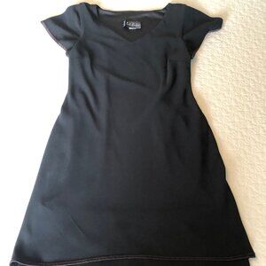 S.L. Fashions black cocktail dress Women's size 8, Poly Fabric, satin trim